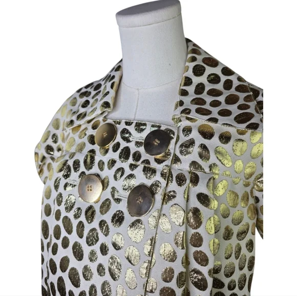 LaROK Metallic Leopard Print Cropped Jacket Short Sleeve Double Breasted S